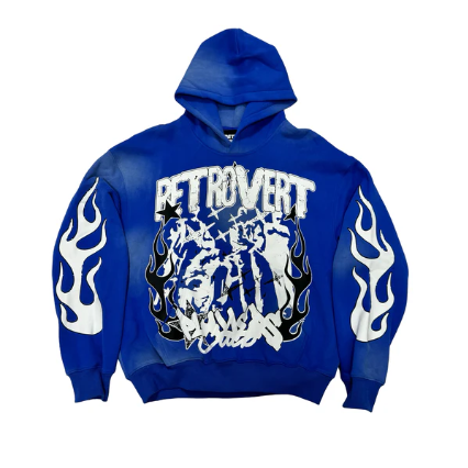 Retrovert Flame Hoodie Blue