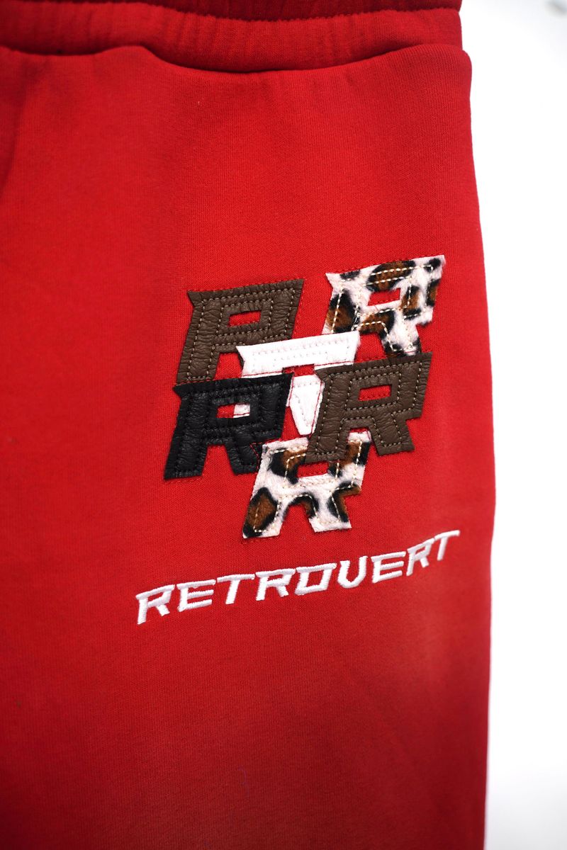 Retrovert Patch Flare Sweatpants - Red