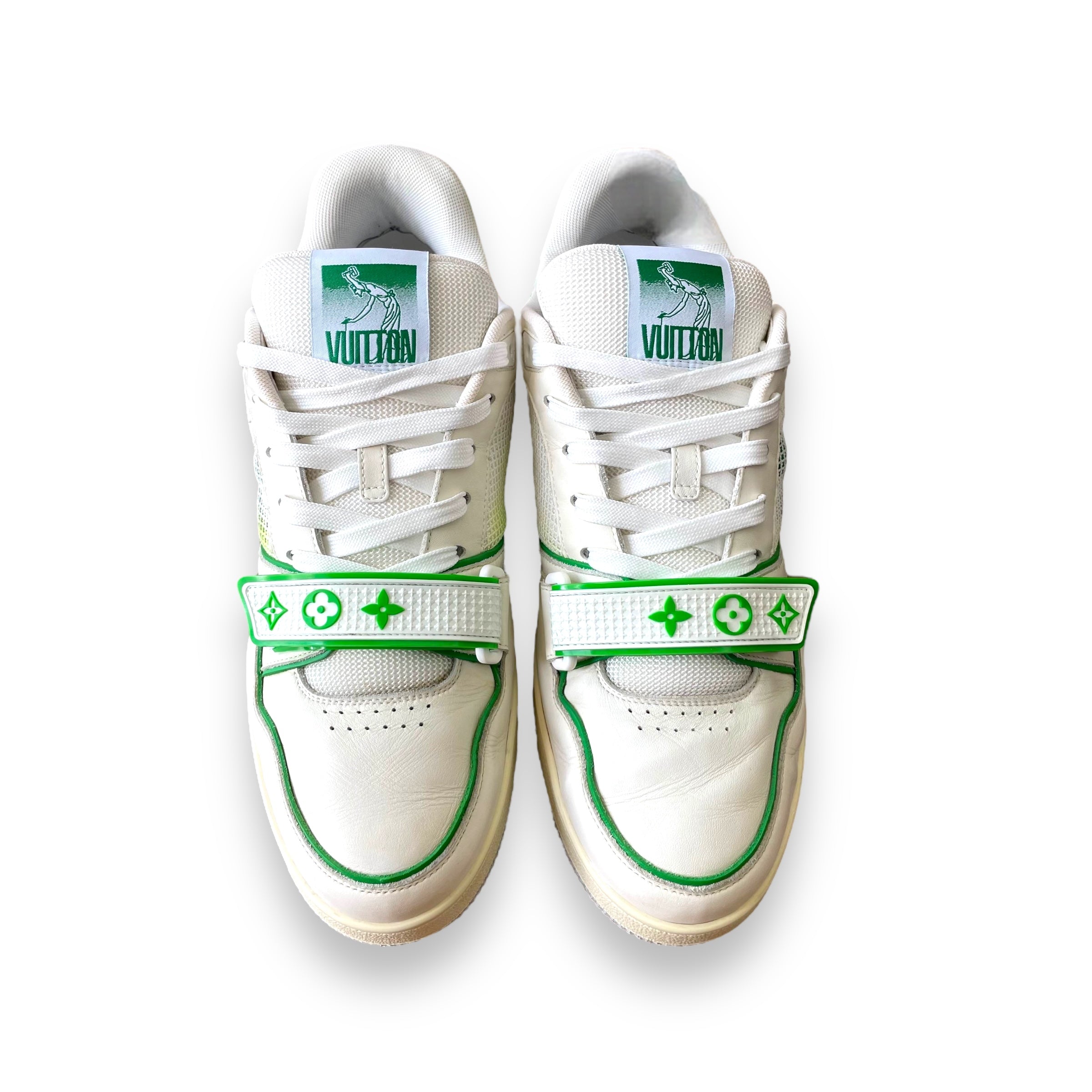 LV white/green mesh trainers