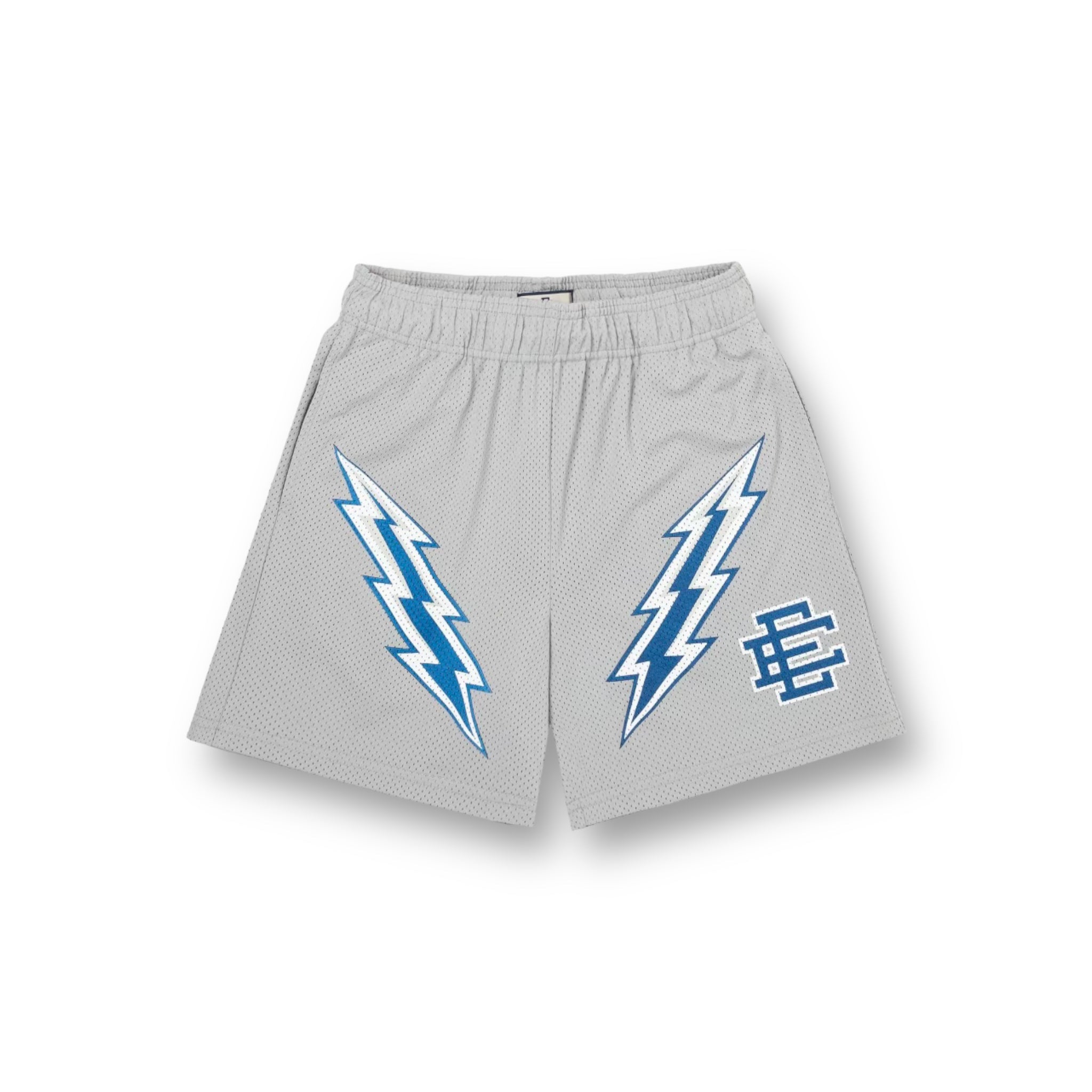Eric Emanuel Grey/Blue/White Bolt Shorts
