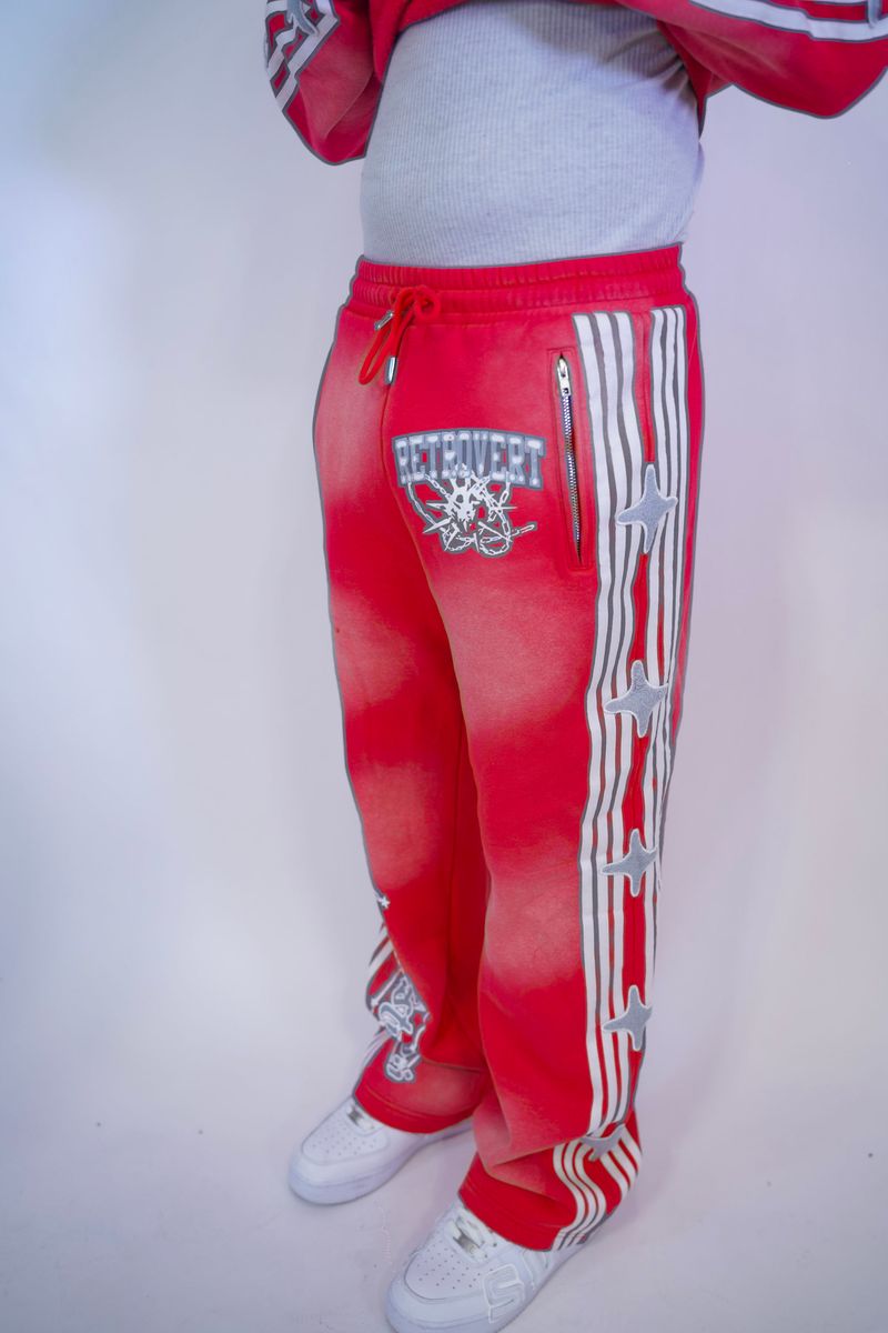 Studded Destruction Pants Red