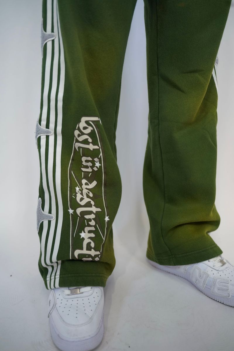 Retrovert Studded Destruction Pants Green