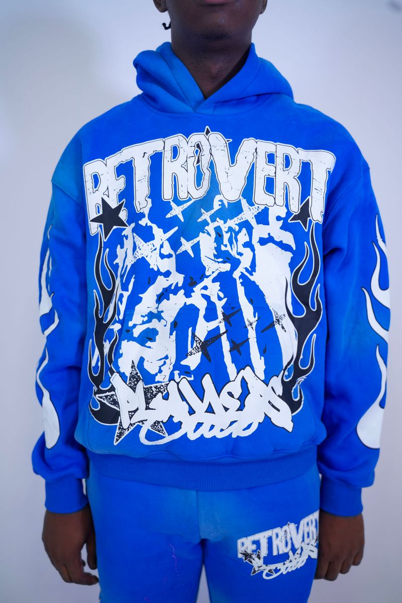 Retrovert Flame Hoodie Blue