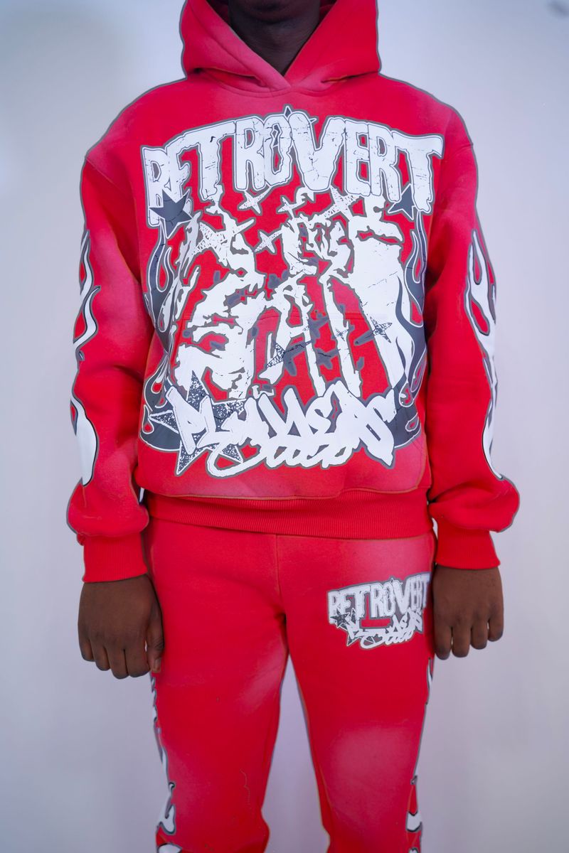 Retrovert Flame Hoodie Red