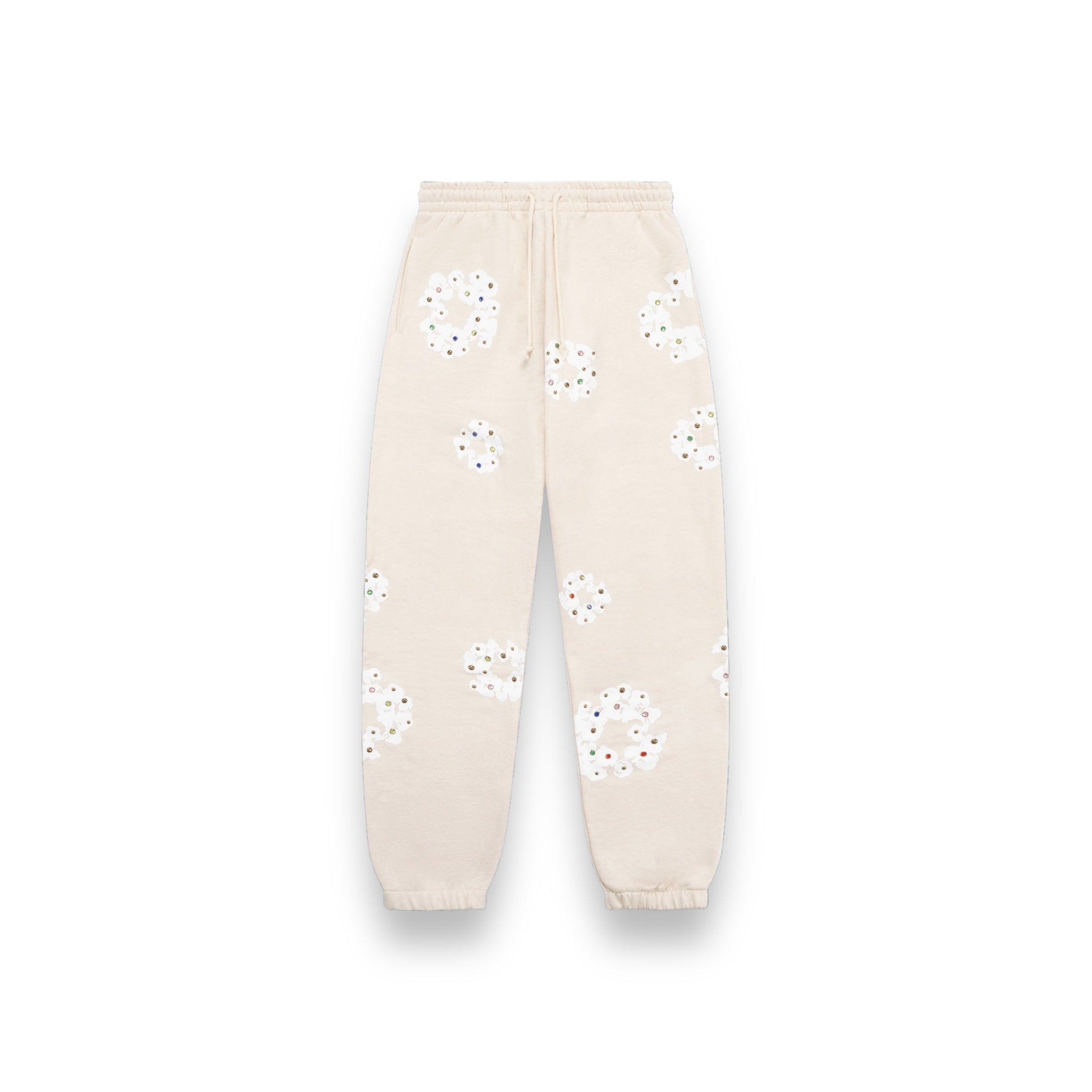 Denim Tears Rhinestone Cotton Wreath-Print Track Pants